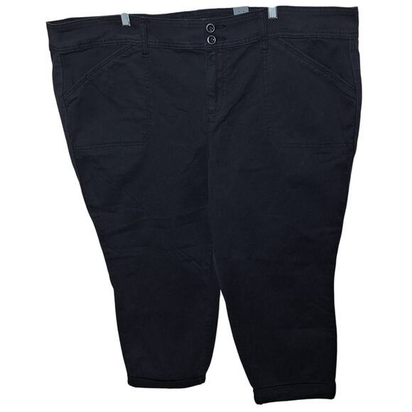 Torrid Women 26 Black Aviator Skinny Stretch Twill Mid Rise Cropped Pant NEW - Picture 2 of 8